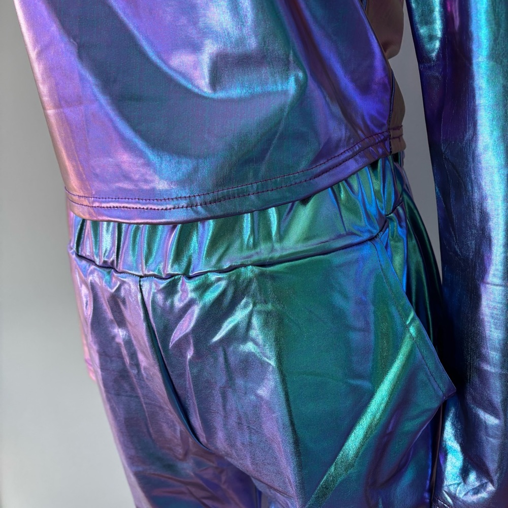 Allegra K Iridescent Purple Blue Green Jumpsuit - Picture 5 of 5